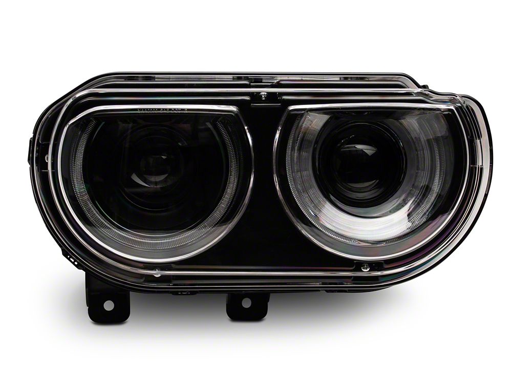 Raxiom Halo Projector Headlights with Sequential Turn Signals; Black Housing; Clear Lens (08-14 Challenger w/ Factory Halogen Headlights)