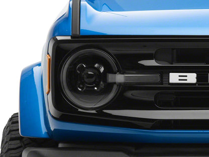 Raxiom LED Halo Headlights with White Backlight; Black Housing; Clear Lens (21-25 Bronco)
