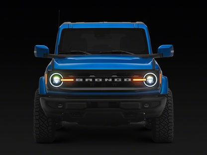 Raxiom LED Halo Headlights with White Backlight; Black Housing; Clear Lens (21-25 Bronco)