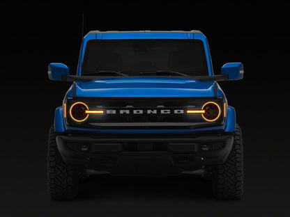 Raxiom LED Halo Headlights with Amber Backlight; Black Housing; Clear Lens (21-25 Bronco)