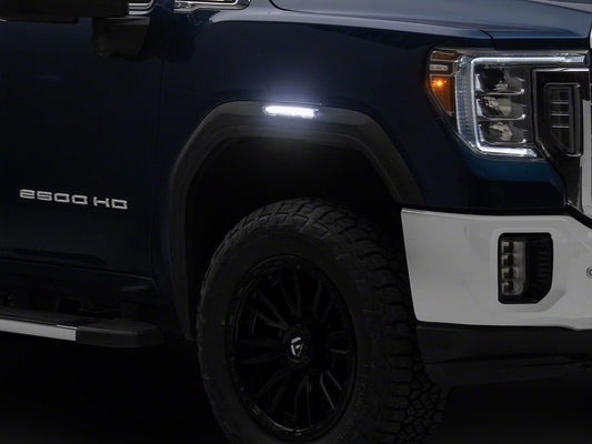 Raxiom V2 LED Side Markers; Clear Lens; White LED (20-26 Sierra 2500 HD)