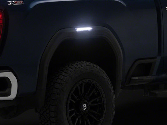 Raxiom V2 LED Side Markers; Clear Lens; White LED (20-26 Sierra 2500 HD)
