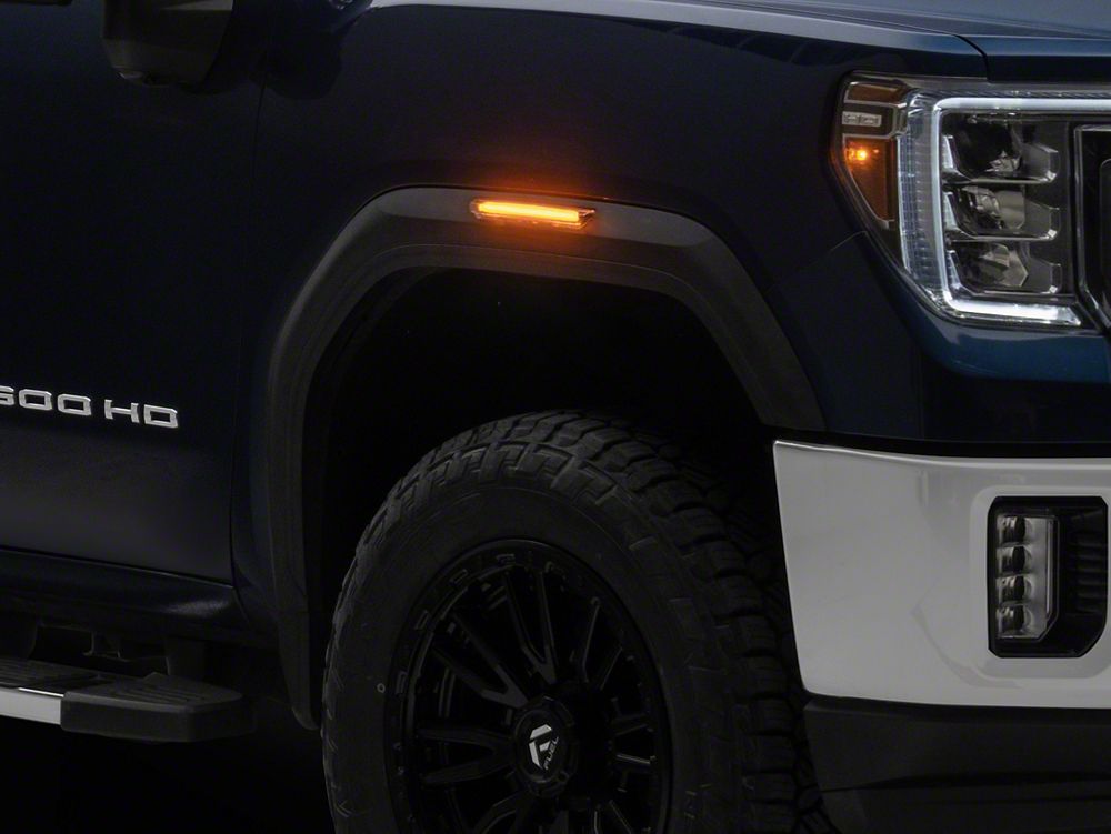 Raxiom V2 LED Side Markers; Clear Lens; Amber LED (20-26 Sierra 2500 HD)