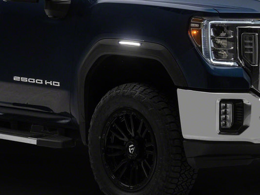 Raxiom V2 LED Side Markers; Smoked Lens; White LED (20-26 Sierra 2500 HD)