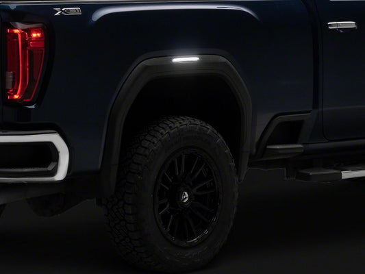 Raxiom V2 LED Side Markers; Smoked Lens; White LED (20-26 Sierra 2500 HD)