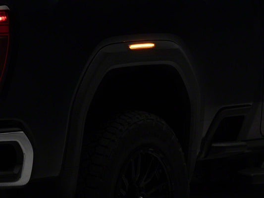 Raxiom V2 LED Side Markers; Smoked Lens; Amber LED (20-26 Sierra 2500 HD)