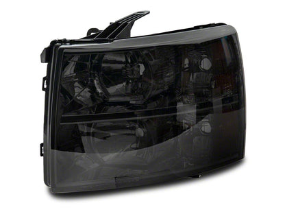 Raxiom Axial Series OEM Style Replacement Headlights; Chrome Housing; Smoked Lens (07-14 Silverado 2500 HD)