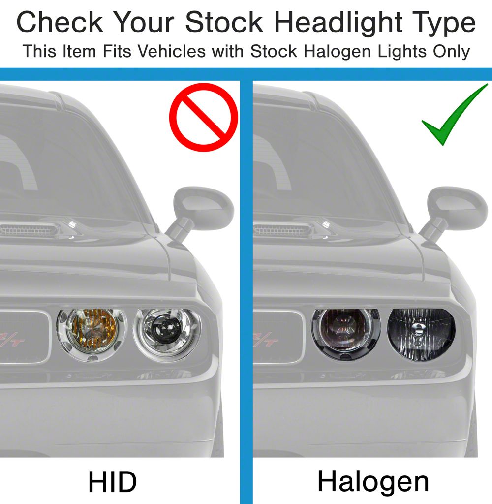 Raxiom Halo Projector Headlights with Sequential Turn Signals; Black Housing; Clear Lens (08-14 Challenger w/ Factory Halogen Headlights)