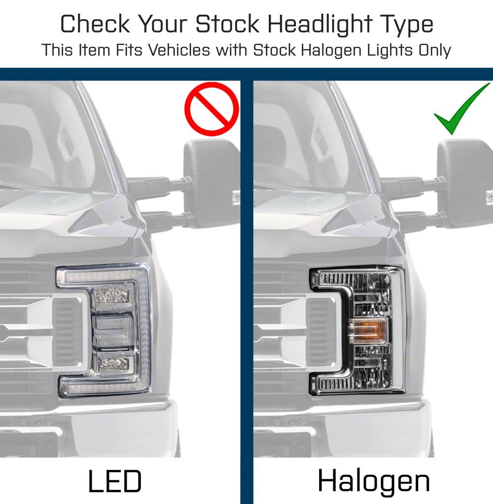Raxiom Axial Series LED DRL Projector Headlights; Black Housing; Clear Lens (17-19 F-250 Super Duty w/ Factory Halogen Headlights)