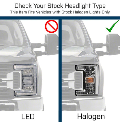 Raxiom Axial Series LED DRL Projector Headlights; Black Housing; Clear Lens (17-19 F-250 Super Duty w/ Factory Halogen Headlights)