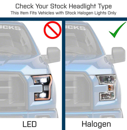 Raxiom Projector Headlights with LED Accent; Chrome Housing; Clear Lens (15-17 F-150 w/ Factory Halogen Headlights)
