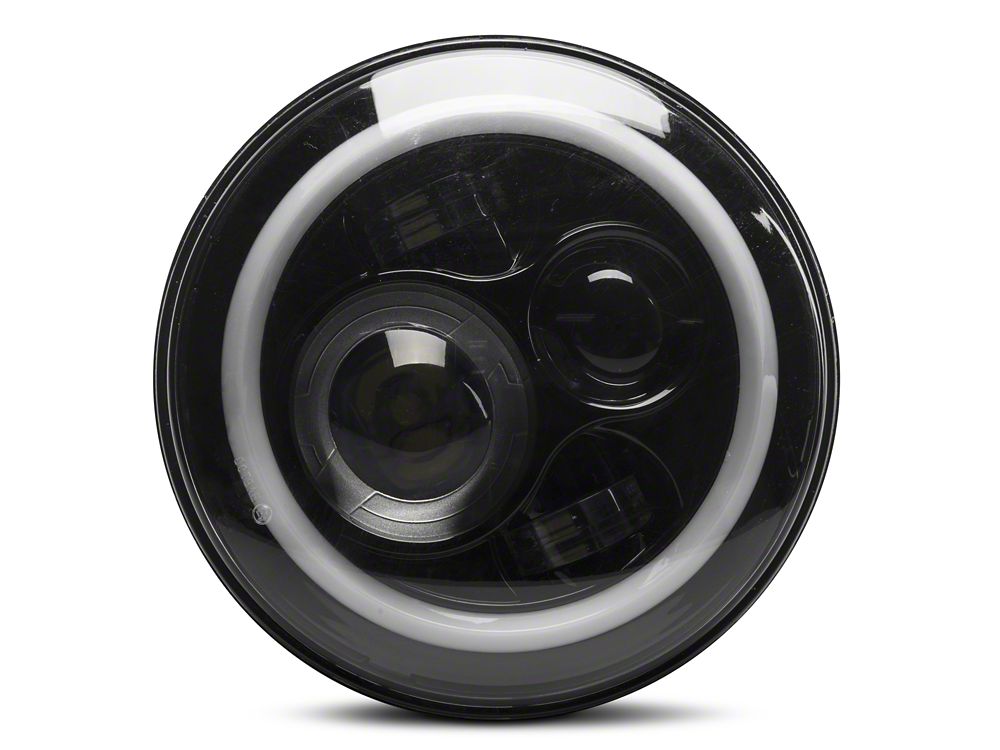 Raxiom Axial Series LED Halo Headlights with DRL and Amber Turn Signals; Black Housing; Clear Lens (97-18 Jeep Wrangler TJ & JK)