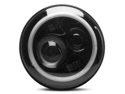Raxiom Axial Series LED Halo Headlights with DRL and Amber Turn Signals; Black Housing; Clear Lens (97-18 Jeep Wrangler TJ & JK)