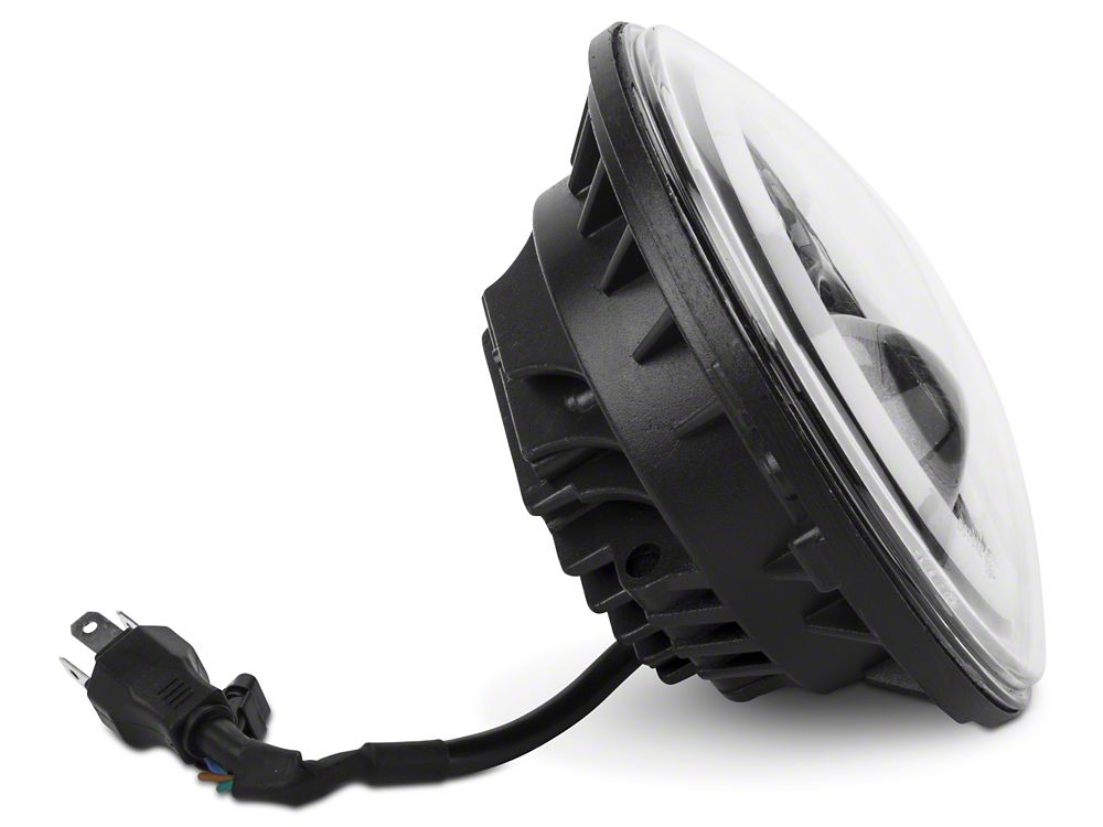 Raxiom Axial Series LED Halo Headlights with DRL and Amber Turn Signals; Black Housing; Clear Lens (97-18 Jeep Wrangler TJ & JK)