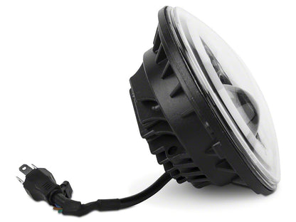 Raxiom Axial Series LED Halo Headlights with DRL and Amber Turn Signals; Black Housing; Clear Lens (97-18 Jeep Wrangler TJ & JK)