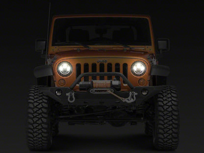 Raxiom Axial Series LED Halo Headlights with DRL and Amber Turn Signals; Black Housing; Clear Lens (97-18 Jeep Wrangler TJ & JK)