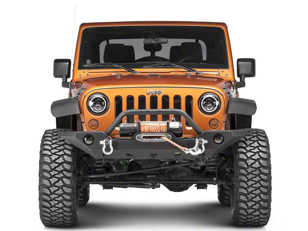 Raxiom Axial Series LED Halo Headlights with DRL and Amber Turn Signals; Black Housing; Clear Lens (97-18 Jeep Wrangler TJ & JK)
