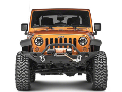 Raxiom Axial Series LED Halo Headlights with DRL and Amber Turn Signals; Black Housing; Clear Lens (97-18 Jeep Wrangler TJ & JK)