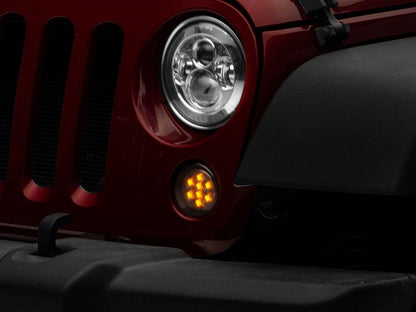 Raxiom Axial Series LED Amber Turn Signals; Smoked (07-18 Jeep Wrangler JK)