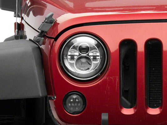 Raxiom Axial Series LED Daymaker Headlights; Chrome Housing; Clear Lens (97-18 Jeep Wrangler TJ & JK)