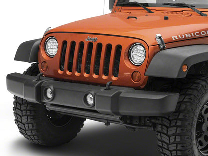 Raxiom Axial Series Spider LED Headlights with Amber DRL and Angel Eye Halo; Chrome Housing; Clear Lens (97-18 Jeep Wrangler TJ & JK)