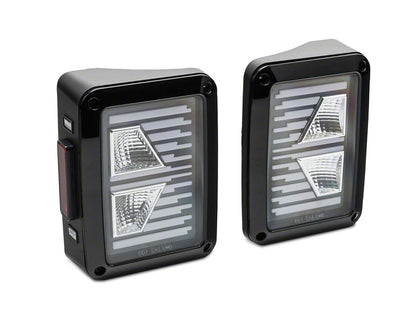 Raxiom Axial Series Vision LED Tail Lights; Black Housing; Clear Lens (07-18 Jeep Wrangler JK)