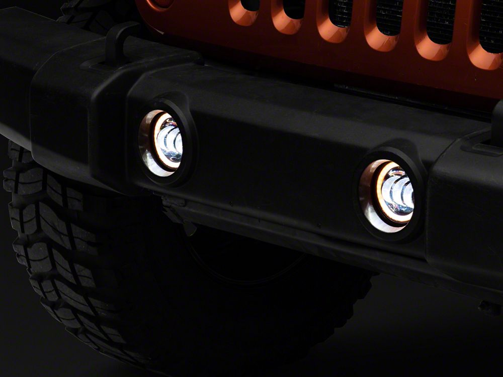 Raxiom Axial Series Halo LED Fog Lights; Amber (07-25 Jeep Wrangler JK & JL)