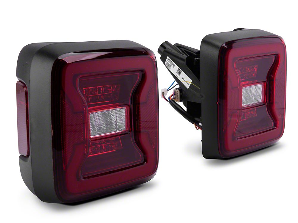 Raxiom LED Tail Lights; Black Housing; Red Lens (18-25 Jeep Wrangler JL w/ Factory Halogen Tail Lights & w/o Blind Spot Detection)