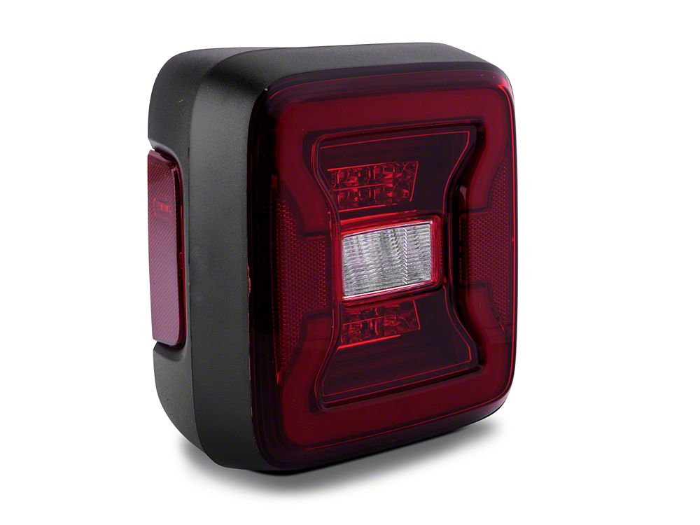 Raxiom LED Tail Lights; Black Housing; Red Lens (18-25 Jeep Wrangler JL w/ Factory Halogen Tail Lights & w/o Blind Spot Detection)