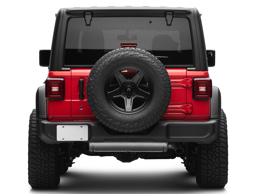 Raxiom LED Tail Lights; Black Housing; Red Lens (18-25 Jeep Wrangler JL w/ Factory Halogen Tail Lights & w/o Blind Spot Detection)