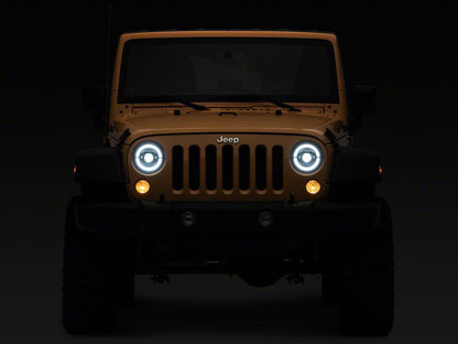 Raxiom Axial Series LED Headlights; Black Housing; Clear Lens (07-18 Jeep Wrangler JK)