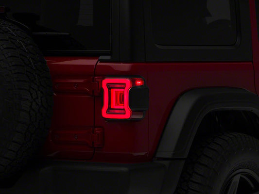 Raxiom Horizon LED Tail Lights; Black Housing; Red Lens (18-25 Jeep Wrangler JL)