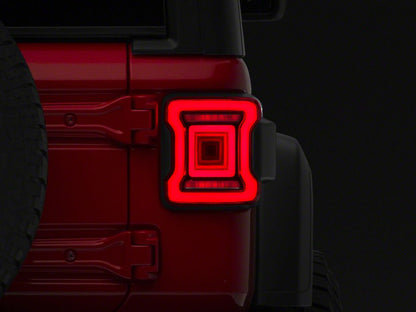 Raxiom Horizon LED Tail Lights; Black Housing; Red Lens (18-25 Jeep Wrangler JL)