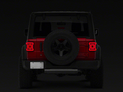 Raxiom Horizon LED Tail Lights; Black Housing; Red Lens (18-25 Jeep Wrangler JL)