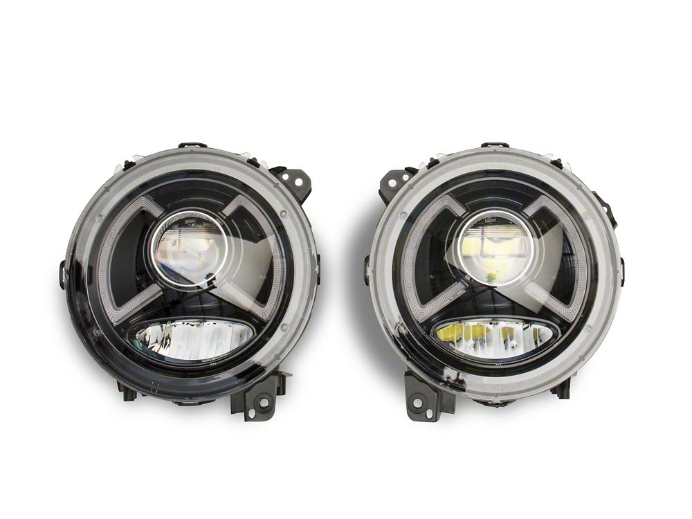 Raxiom LED Projector Headlights; Black Housing; Clear Lens (18-25 Jeep Wrangler JL)