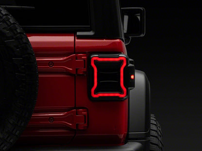 Raxiom LED Tail Lights; Black Housing; Smoked Lens (18-25 Jeep Wrangler JL w/ Factory Halogen Tail Lights & w/o Blind Spot Detection)