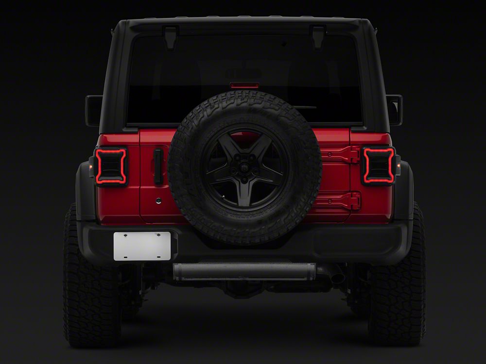 Raxiom LED Tail Lights; Black Housing; Smoked Lens (18-25 Jeep Wrangler JL w/ Factory Halogen Tail Lights & w/o Blind Spot Detection)