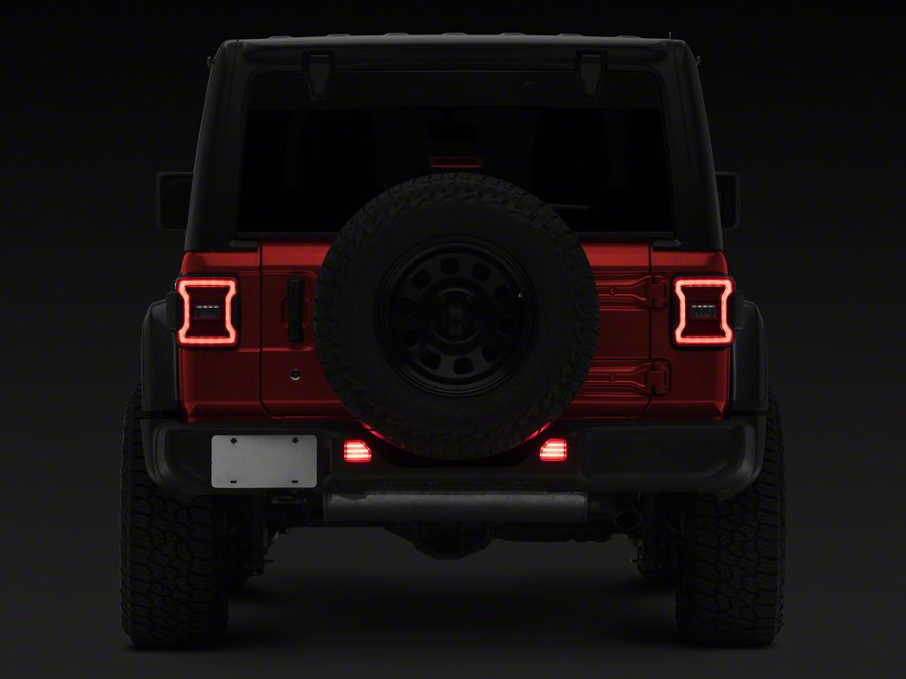 Raxiom Axial Series LED Rear Bumper Reflector Lights; Clear (18-25 Jeep Wrangler JL Moab, Rubicon, Sahara)