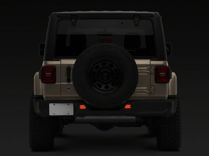 Raxiom Axial Series LED Rear Bumper Reflector Lights; Smoked (18-25 Jeep Wrangler JL Moab, Rubicon, Sahara)
