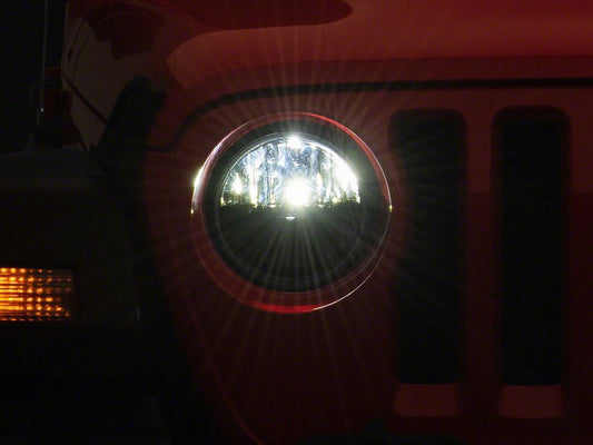 Raxiom Axial Series 7-Inch LED Headlights with Headlight Adapter; Black Housing; Clear Lens (18-25 Jeep Wrangler JL)