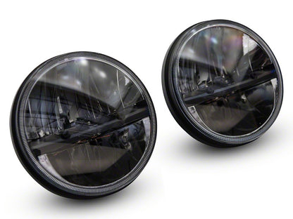 Raxiom Axial Series 7-Inch LED Headlights with Headlight Adapter; Black Housing; Clear Lens (18-25 Jeep Wrangler JL)