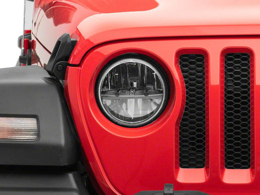 Raxiom Axial Series 7-Inch LED Headlights with Headlight Adapter; Black Housing; Clear Lens (18-25 Jeep Wrangler JL)