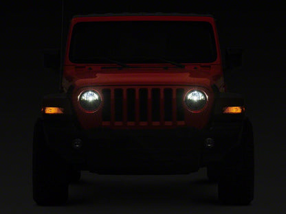 Raxiom Axial Series 7-Inch LED Headlights with Headlight Adapter; Black Housing; Clear Lens (18-25 Jeep Wrangler JL)