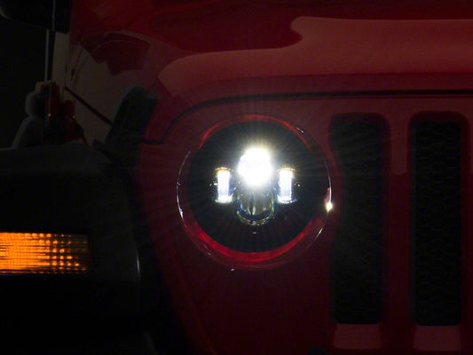Raxiom Axial Series 7-Inch LED Daymaker Headlights with Headlight Adapter; Black Housing; Clear Lens (18-25 Jeep Wrangler JL)