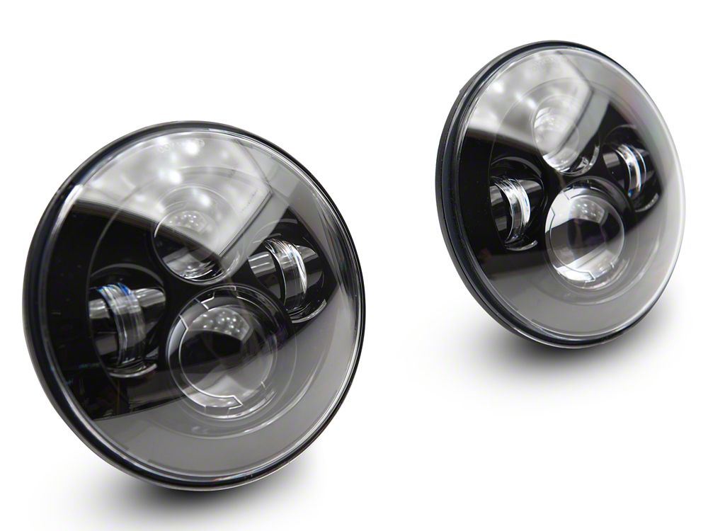 Raxiom Axial Series 7-Inch LED Daymaker Headlights with Headlight Adapter; Black Housing; Clear Lens (18-25 Jeep Wrangler JL)