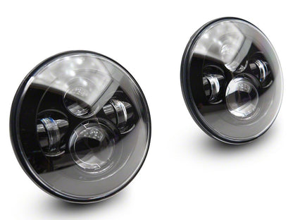 Raxiom Axial Series 7-Inch LED Daymaker Headlights with Headlight Adapter; Black Housing; Clear Lens (18-25 Jeep Wrangler JL)