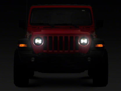Raxiom Axial Series 7-Inch Spider LED Headlights with Headlight Adapter; Chrome Housing; Clear Lens (18-25 Jeep Wrangler JL)