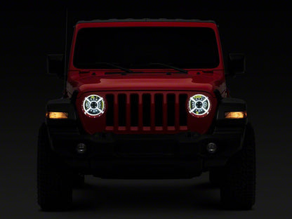 Raxiom 9-Inch LED Headlights with DRL and Halo; Black Housing; Clear Lens (18-25 Jeep Wrangler JL)