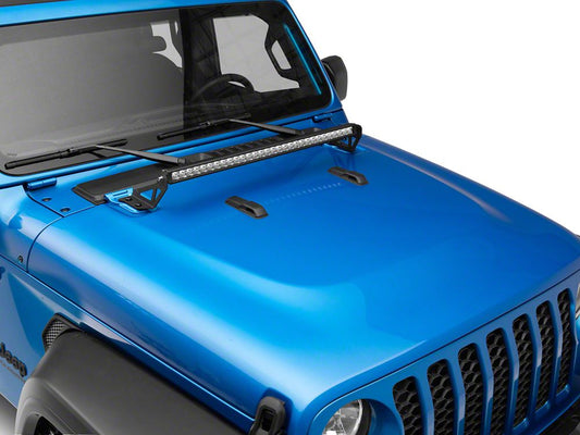 Raxiom Axial Series 30-Inch Single Row LED Light Bar with Hood Mounting Brackets (18-25 Jeep Wrangler JL)
