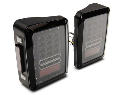 Raxiom Axial Series LED Tail Lights; Black Housing; Clear Lens (07-18 Jeep Wrangler JK)